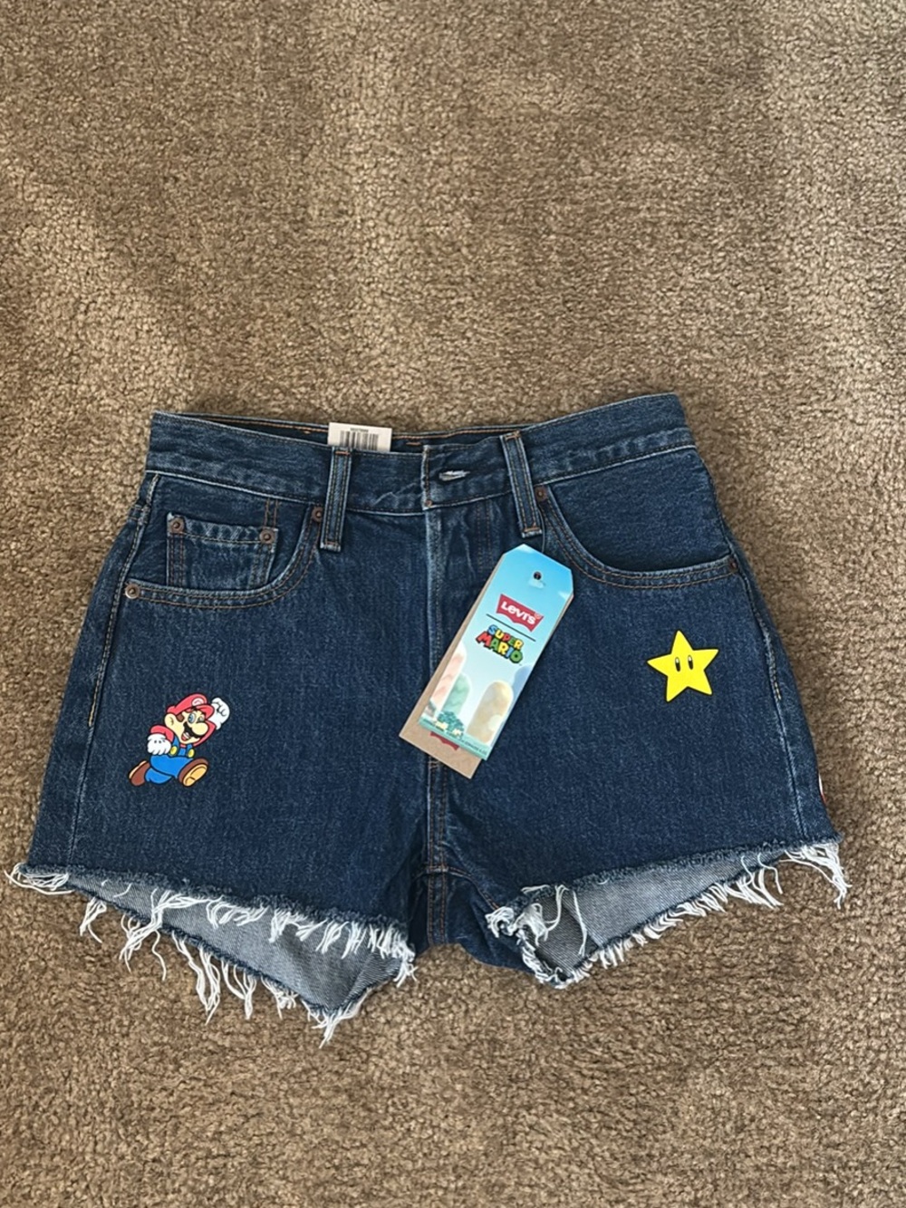 Levi's 501 Super Mario Distressed Denim High Rise (non-stretch) Shorts size 25